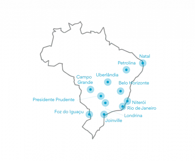 Mapa de los proyectos en Brasil